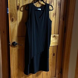 Susan Graver Black Sleeveless Asymmetric Midi Dress